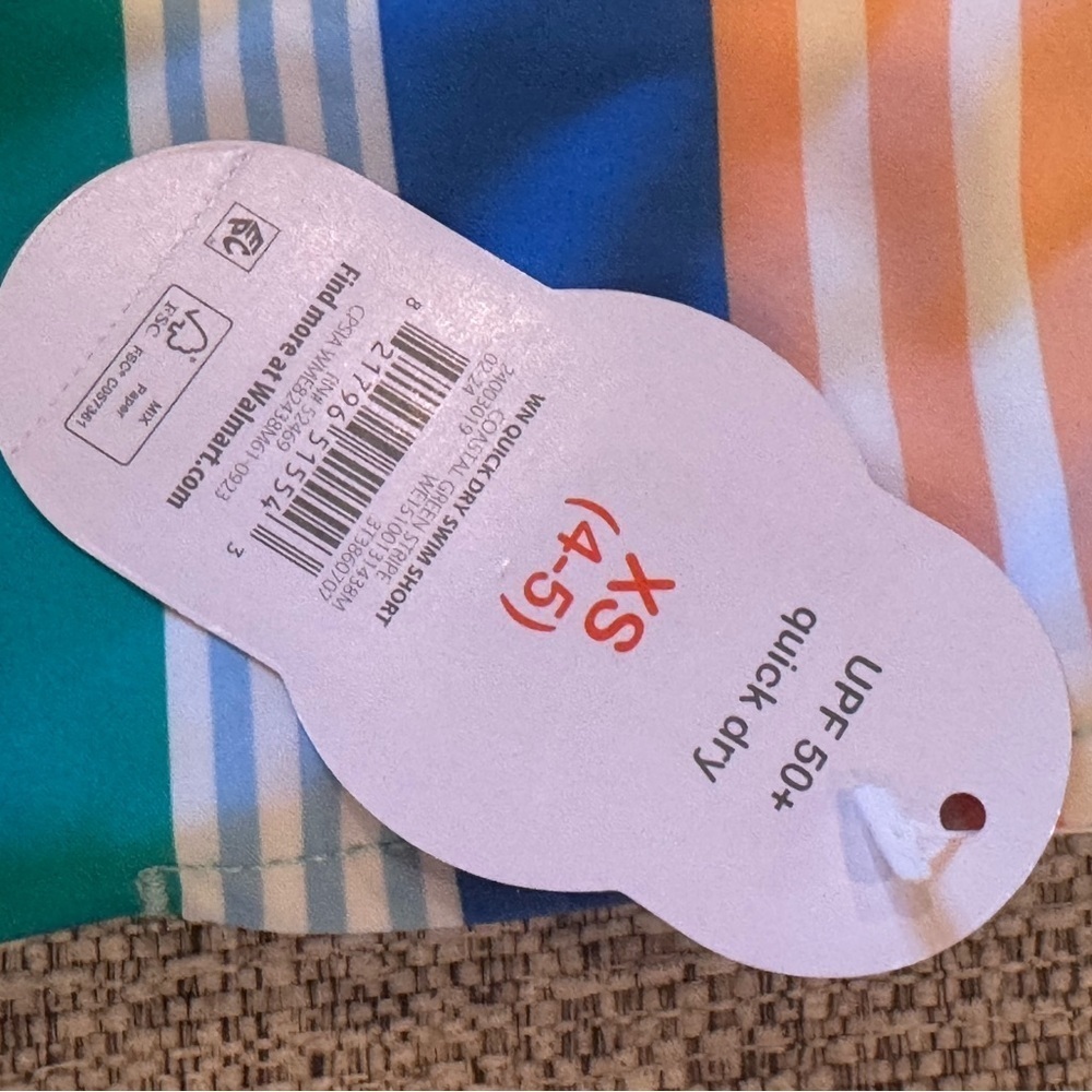 Wonder Nation Boys Swimming Suit Pastel Stripes Drawstring Waist Sz XS (4-6) - Picture 4 of 10